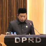 Juru Bicara Fraksi GPR, Rusdi Layong, dalam rapat paripurna penyampaian Pendapat Akhir Fraksi terhadap Ranperda Perubahan APBD Tahun Anggaran 2026 (Sumber: Dinas Kominfo SP Luwu Timur)