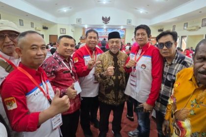 Ketua Forkoda PP CDOB Sulsel, Hasbi Syamsu Ali, menghadiri Rapimnas dan Konsolidasi Nasional Forkonas PP DOB di Gedung Joang 45, Jakarta, Selasa (29/9/2026)./ (Sumber: istimewa)