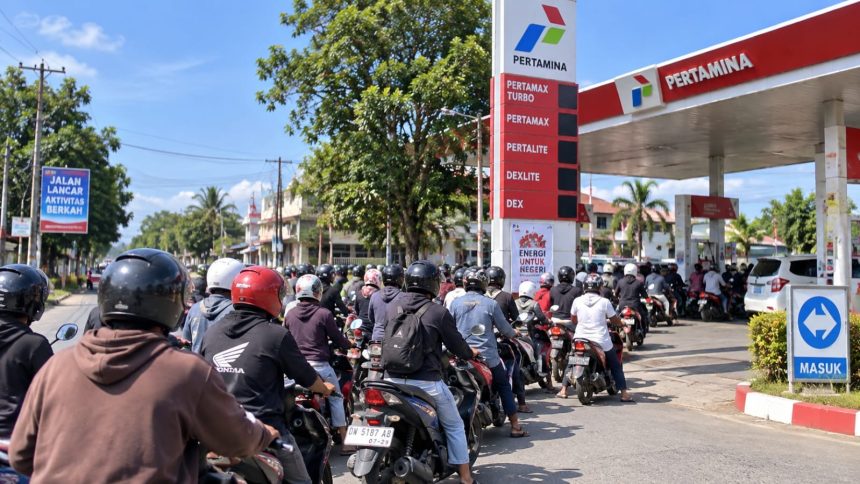 Ilustrasi antrian Pengisian BBM