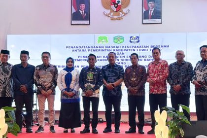 Wakil Ketua DPRD Luwu Timur Jihadin Peruge menghadiri penandatanganan kesepakatan kerja sama pasokan pangan antara Luwu Timur, Sidrap, dan Enrekang di Sorowako.