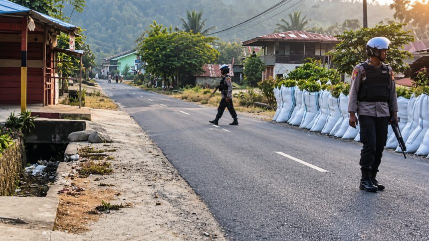Personel keamanan melakukan upaya pengendalian setelah bentrokan antarkelompok pemuda RW 03 dan RW 04 di Kelurahan Pentojangan, Kecamatan Telluwanua, Kota Palopo/ (Sumber: TBN Palopo)