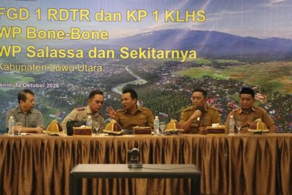 Pemerintah Kabupaten Luwu Utara menggelar FGD I penyusunan RDTR dan Konsultasi Publik I KLHS untuk wilayah perencanaan Bone Bone serta Salassa dan sekitarnya, Senin (12/10/2026).